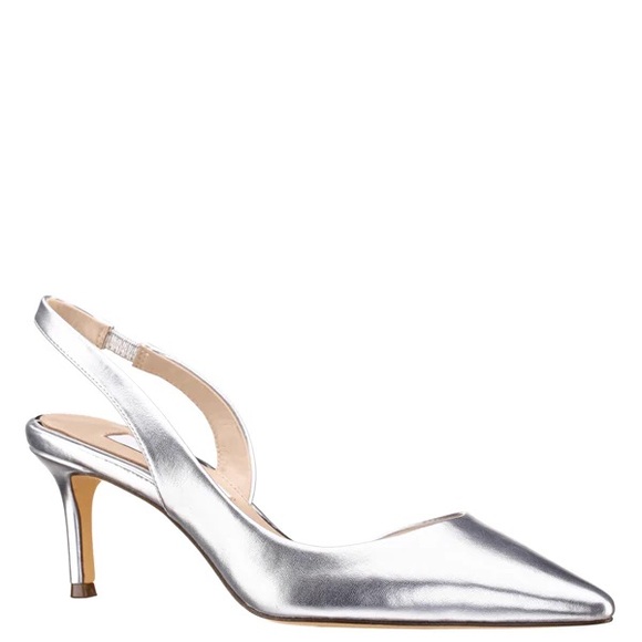 Nina Shoes NINA60S Silver Metallic Pointed-Toe Sling-Back Classic Pump - Picture 1 of 13
